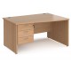 Maestro Panel End Wave Desk with Three Drawer Pedestal